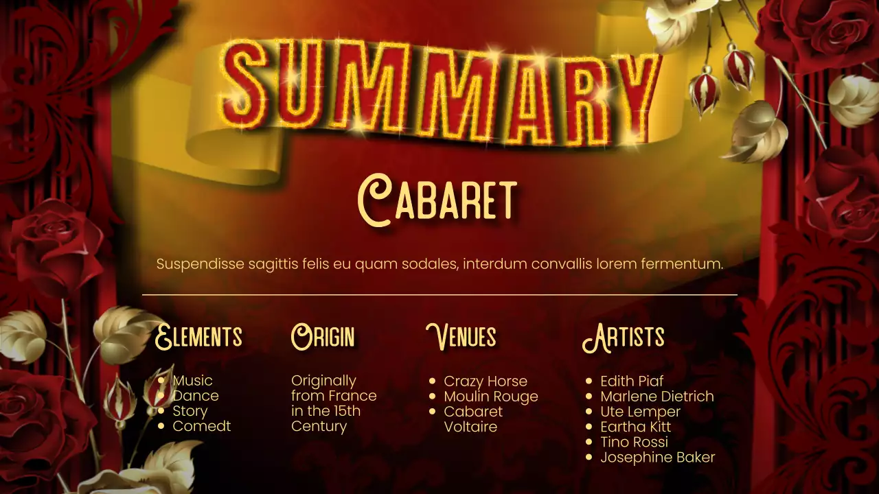 Red Vintage Cabaret Guide Presentation