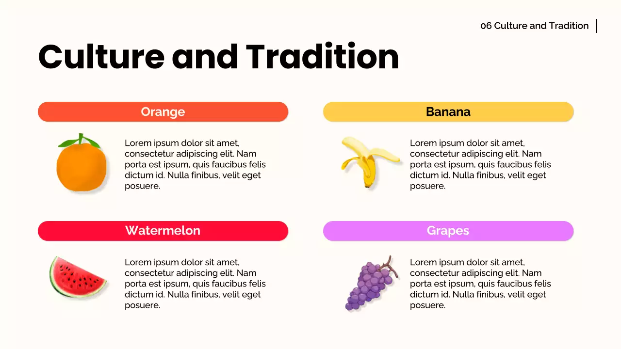 Colorful Trendy Fruit Guide Presentation