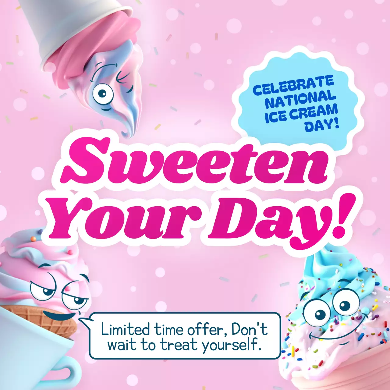 Pink Trendy Ice Cream Promotion Social Media Post