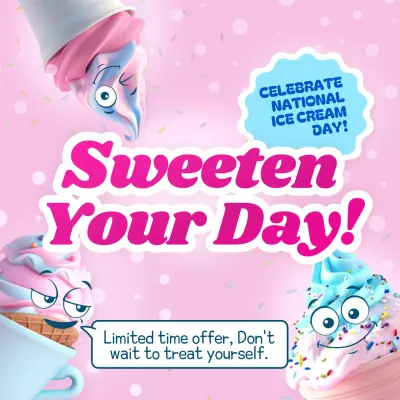 Pink Trendy Ice Cream Promotion Social Media Post