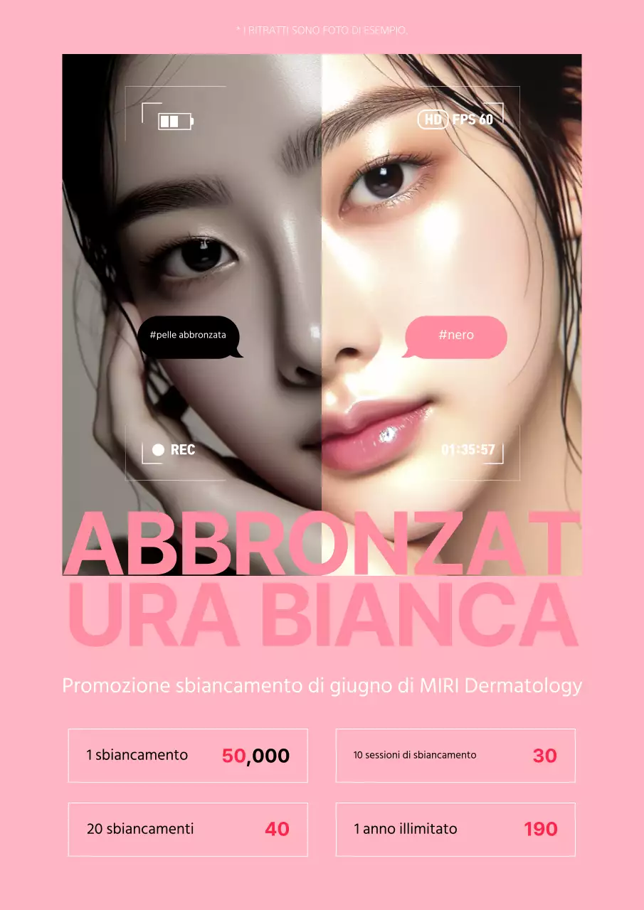 Promuovete uno sconto sui moderni trattamenti dermatologici in rosa e bianco