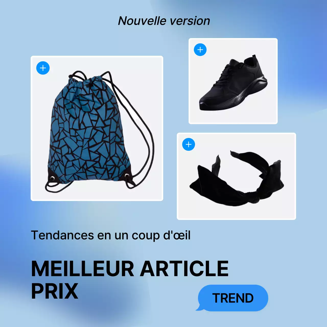 Une couverture de mode tendance en bleu et blanc