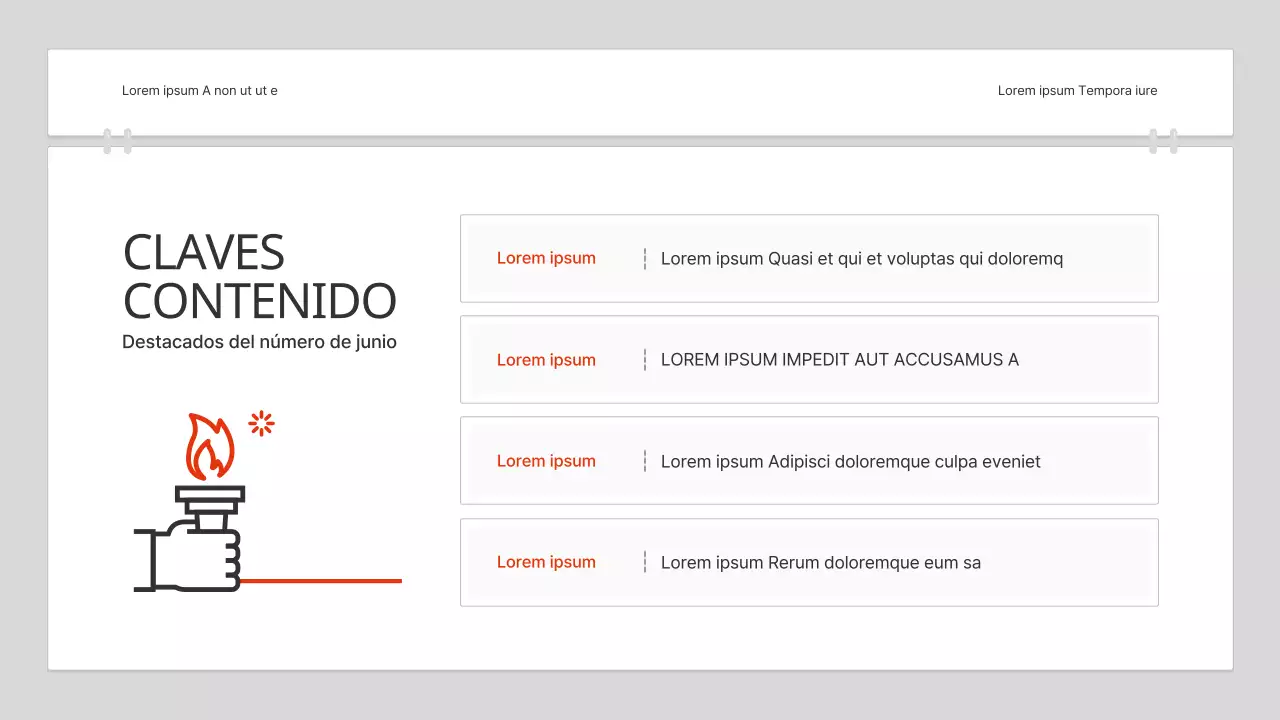 Un sencillo informe de análisis de contenidos en rojo y blanco