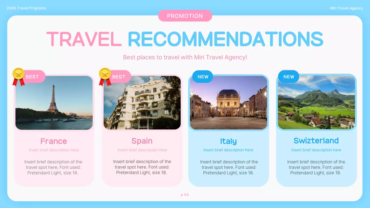 Promote a pretty spring travel promotion in light blue pink