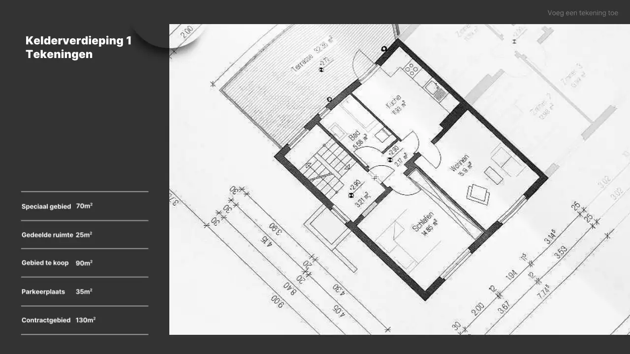 Eenvoudige tekening op schaal in zwart-wit