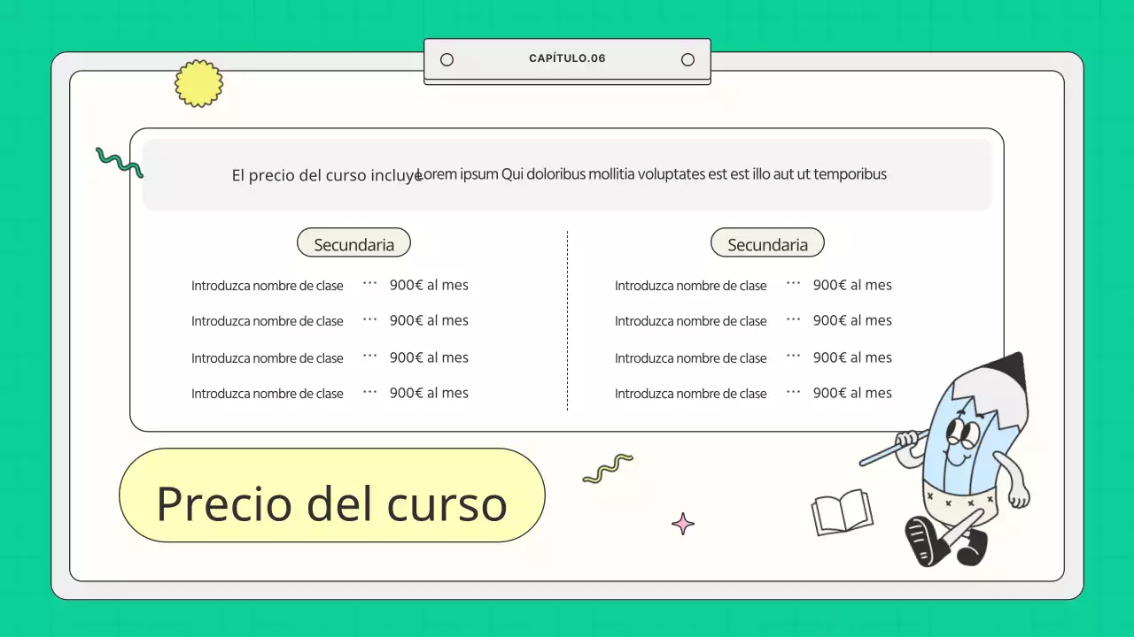 Folleto escolar amarillo y menta de estilo kitsch