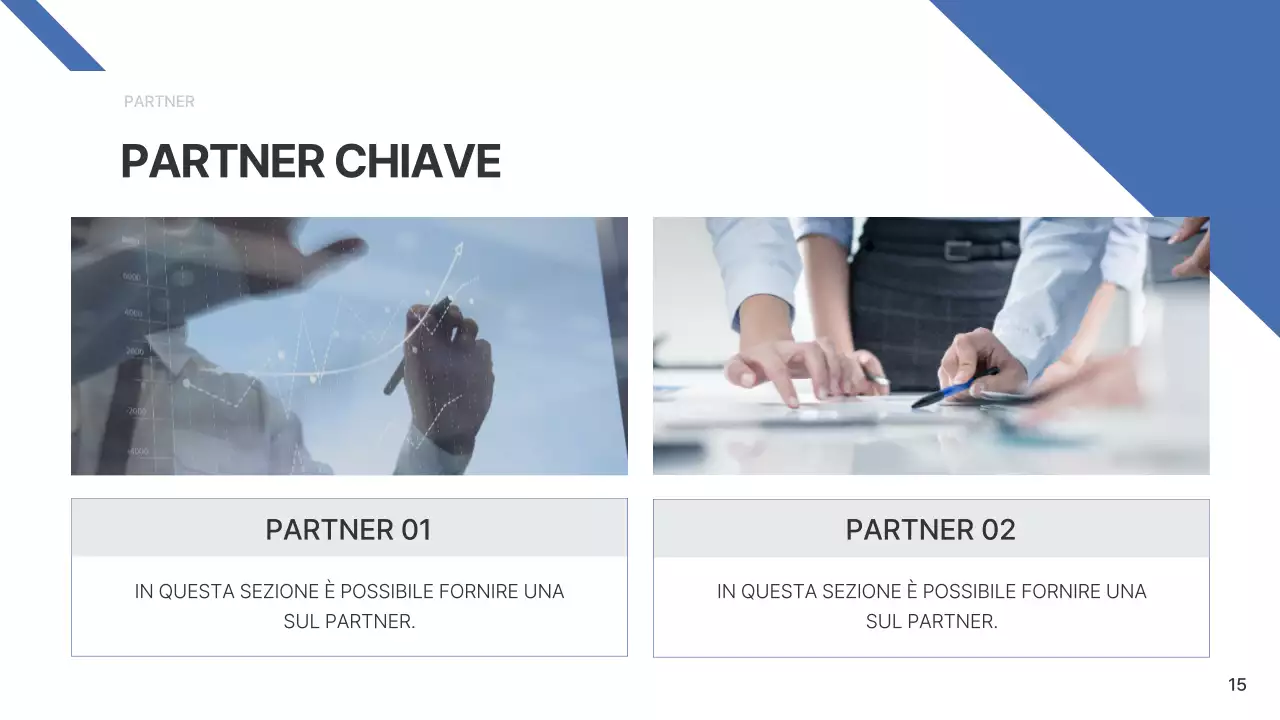 Una semplice relazione aziendale in blu e azzurro