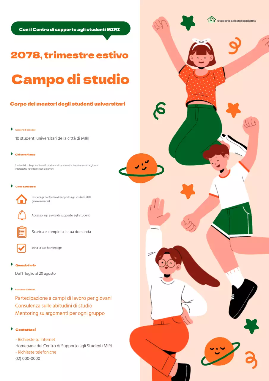 Informazioni sui nostri accoglienti campi studio arancioni e verdi