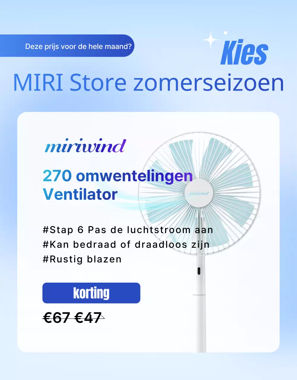 Promoot een zomerdisplay met trendy blauwe en lichtblauwe kleuren