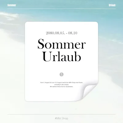 Modernes Sommerferienprogramm Pop-up in Weiß und Hellblau
