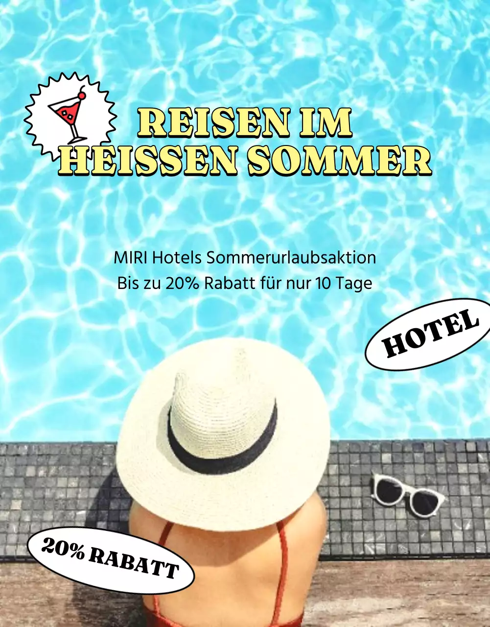 Werben Sie mit gelben und hellblauen Farbtupfern für Hotelangebote
