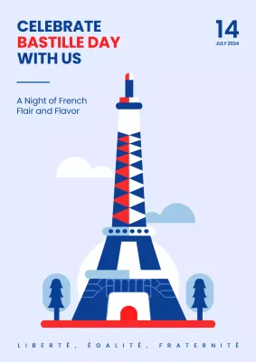 Blue Modern Bastille Event Poster