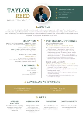 Green Professional Resume Document