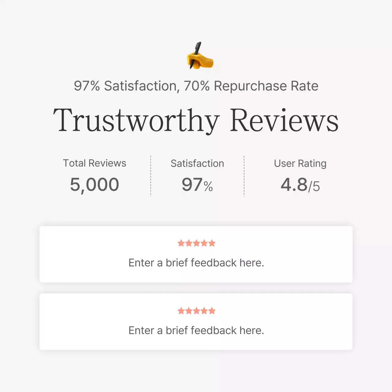 A review or ad for a fashion store with a simple white and gray emoji style.