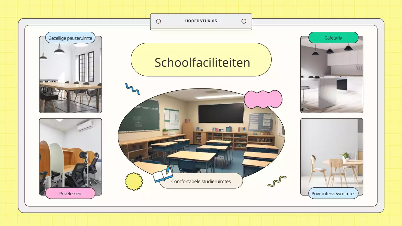 Kitscherig mint en geel schoolprospectus