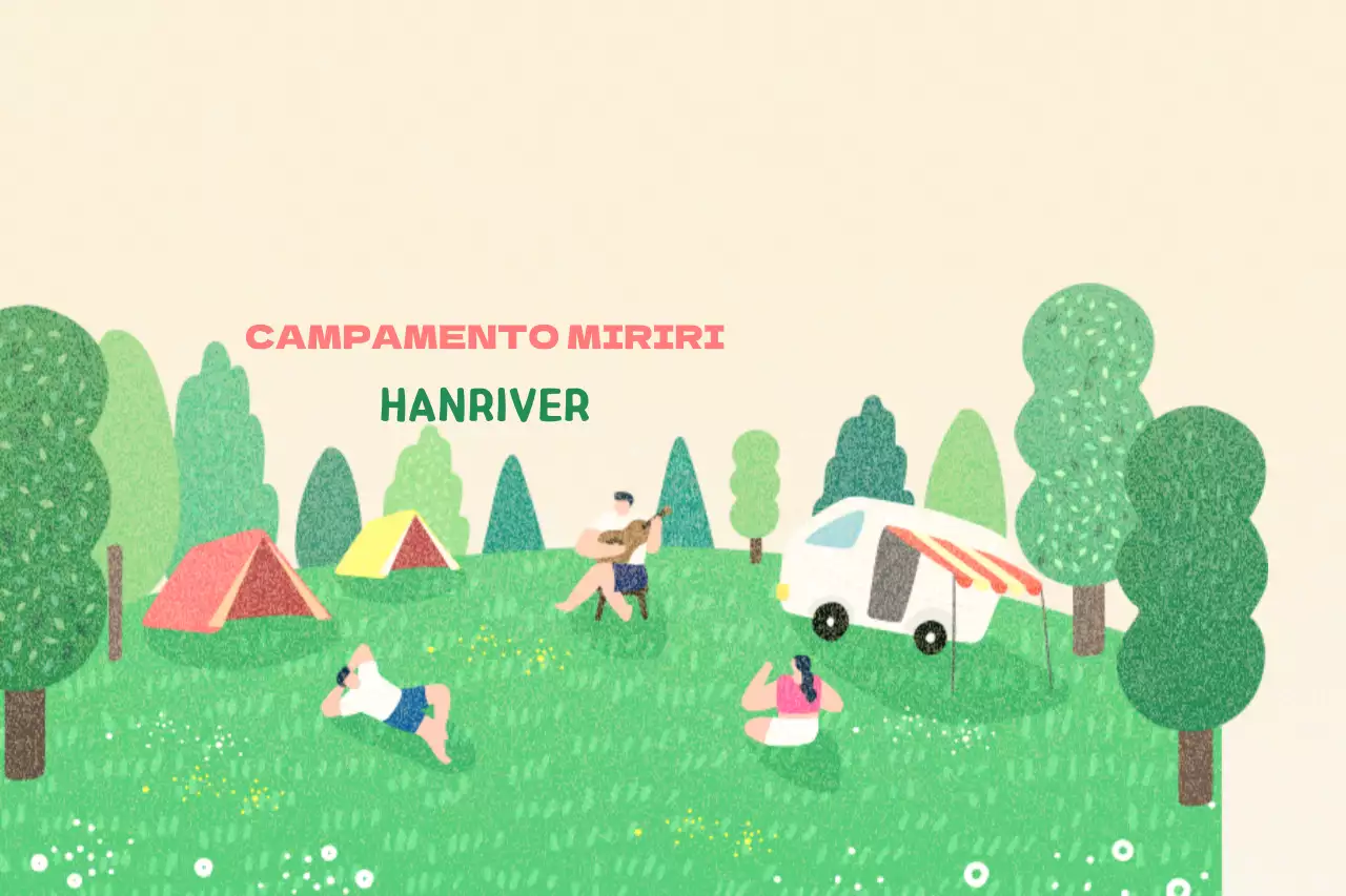 Un camping sentimental con un dibujo ilustrado de campistas