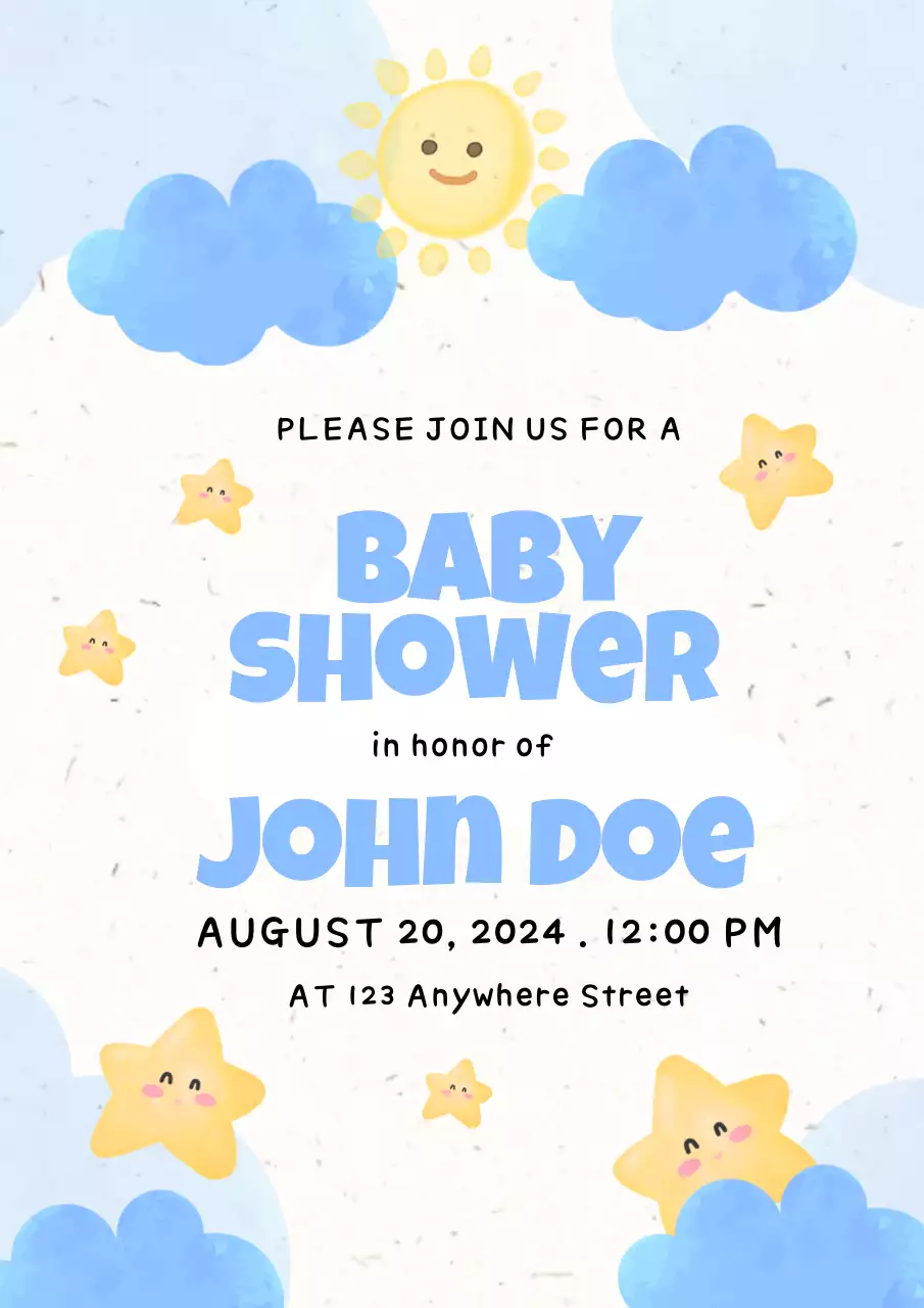 Blue Cute Baby Invitation Poster