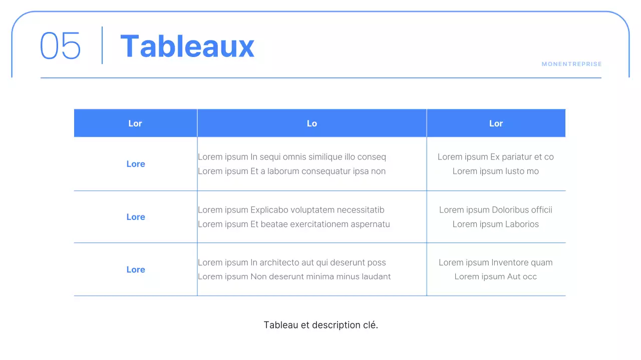 Rapports d'entreprise simples en bleu