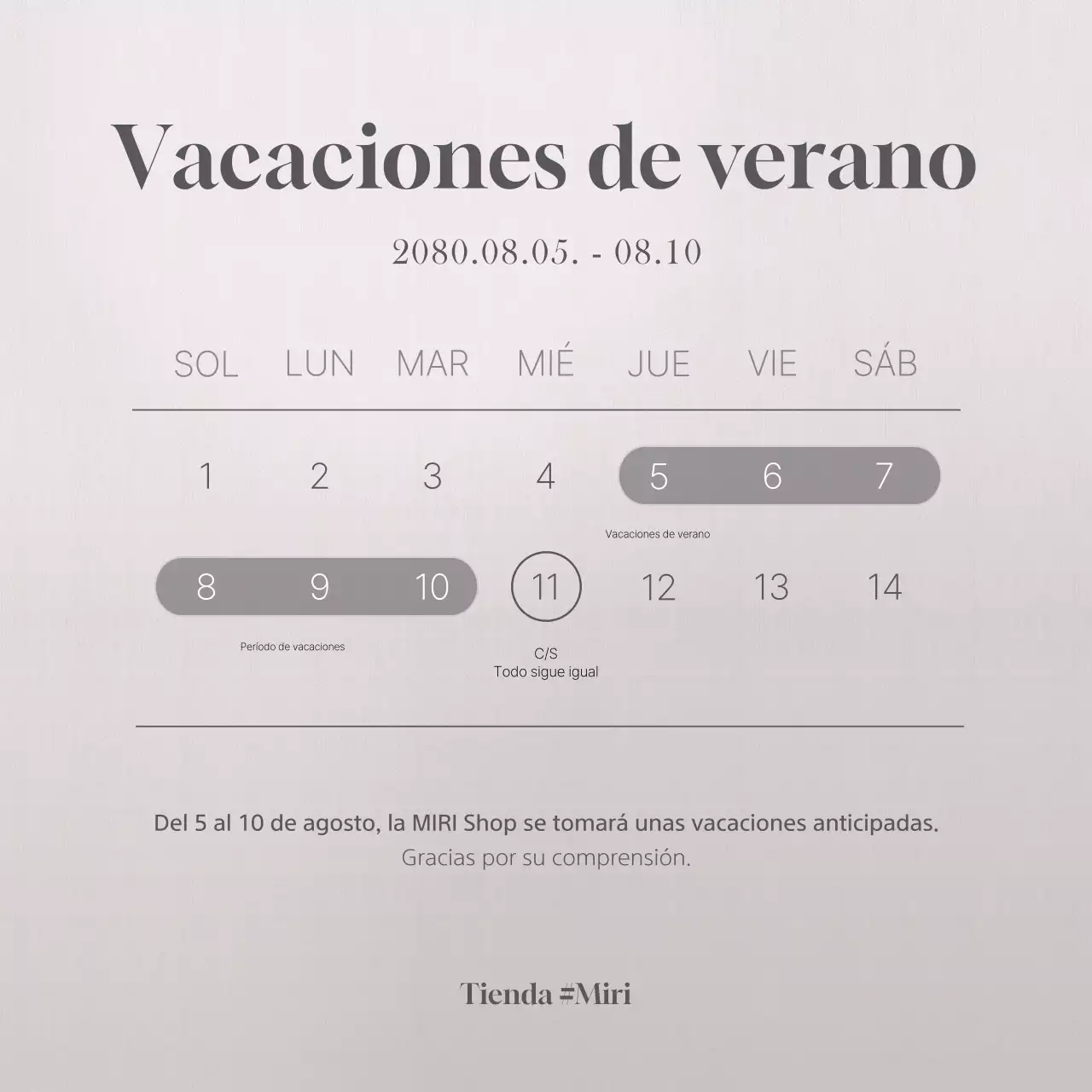 Calendario de vacaciones de verano minimalista en beige y marrón