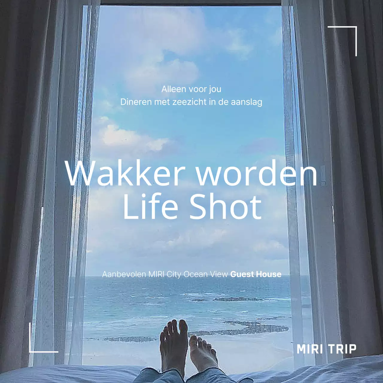 Over dit eenvoudige, lichtblauwe en witte gastenverblijf met oceaanzicht