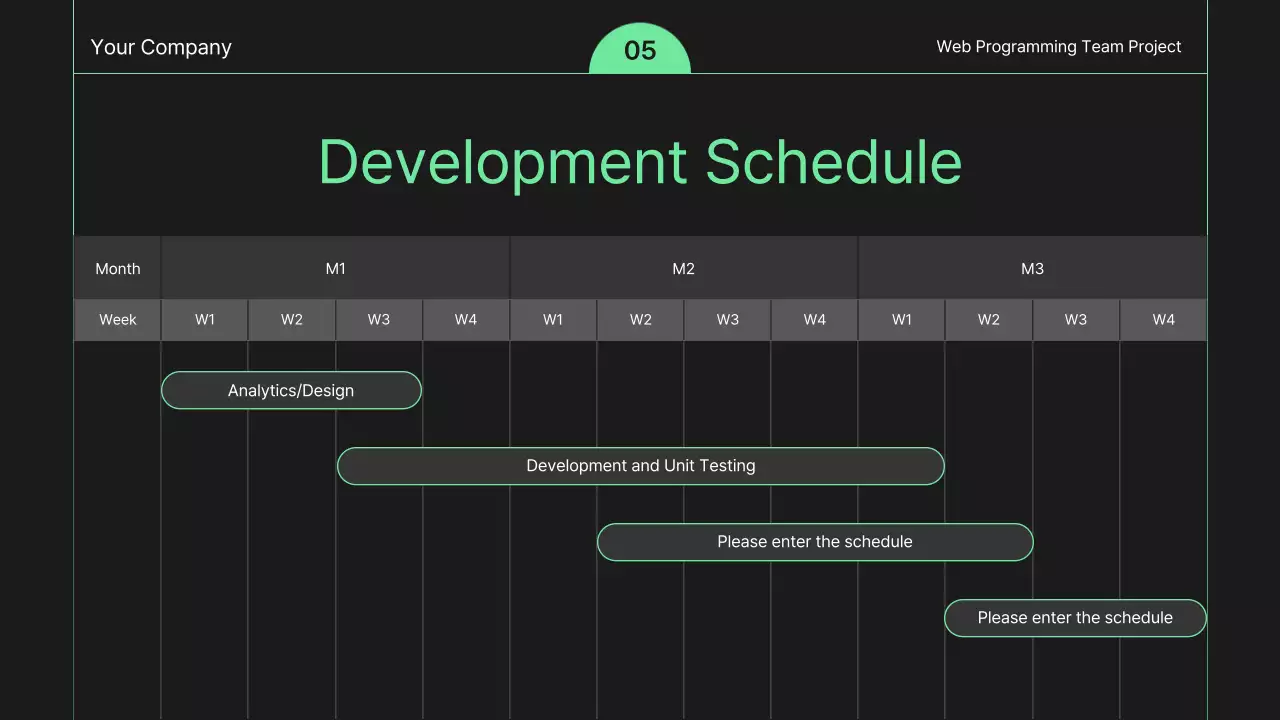 Kế hoạch phát triển web đơn giản màu đen và xanh lá cây
