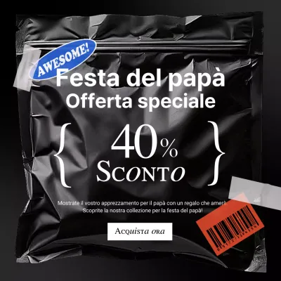 Un'inserzione di tendenza in bianco e nero per la festa del papà