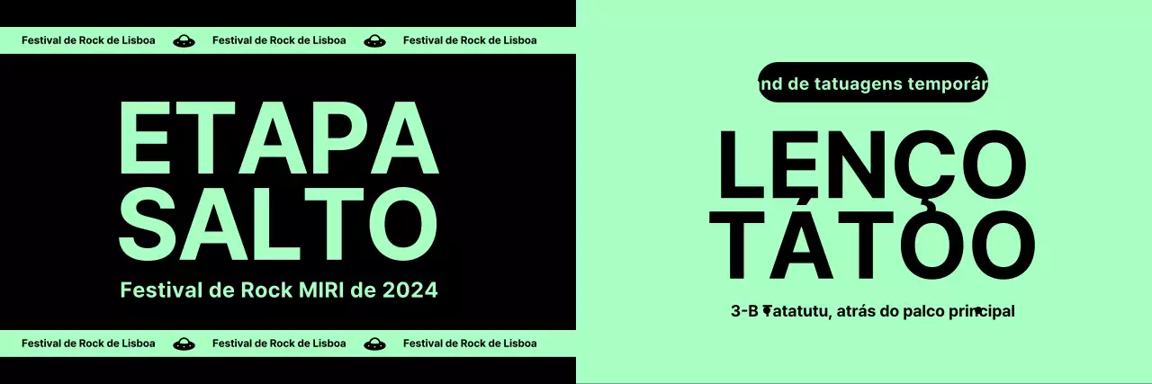 Conceção do conceito de festival utilizando um esquema de cores preto e pastel em dois tons