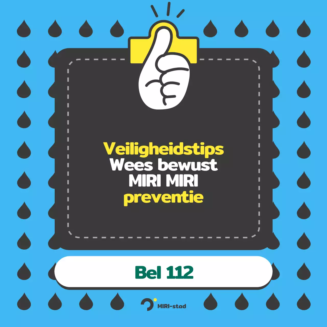 Een zwart-blauwe pop-art veiligheidsgids voor het regenseizoen