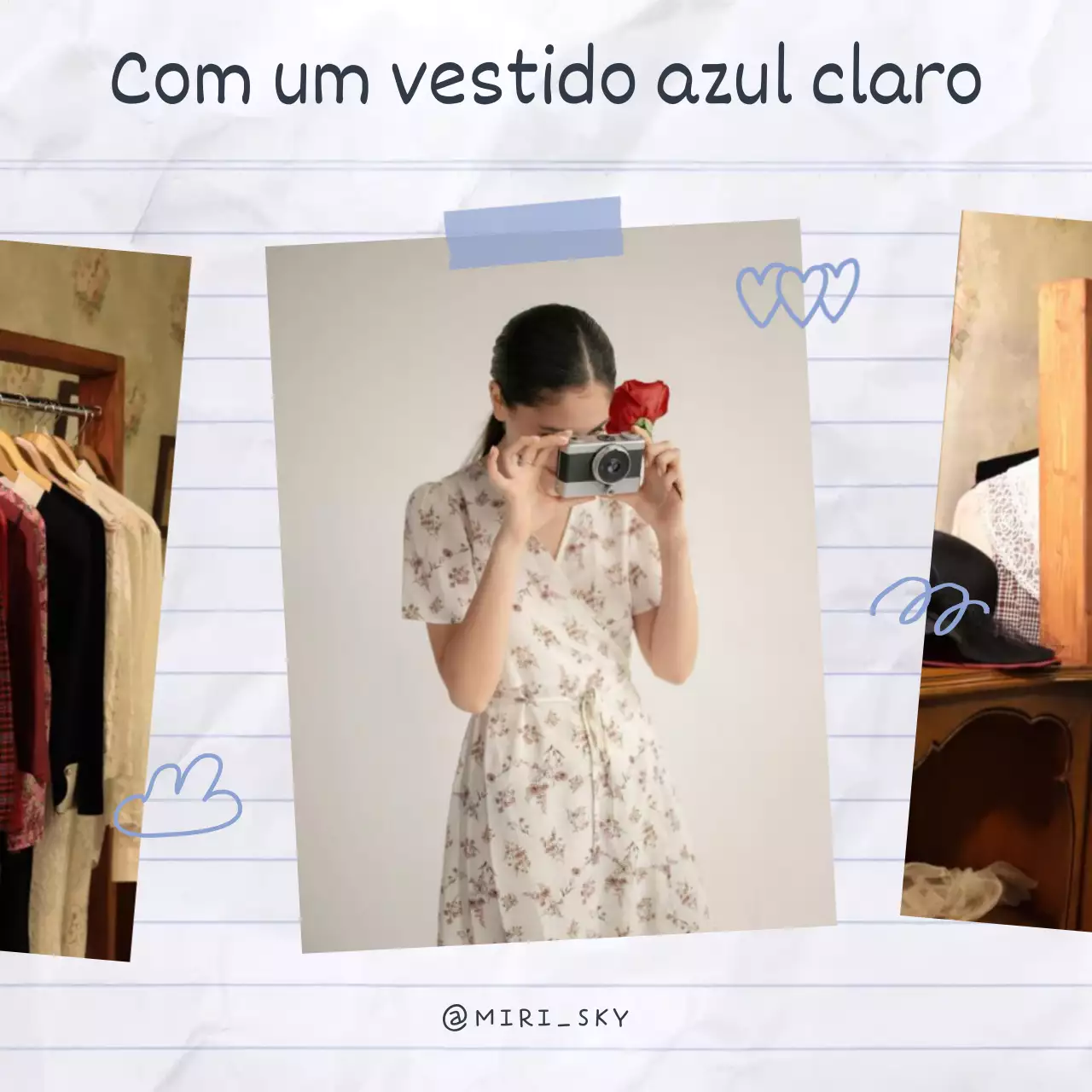 Um post sobre um álbum de fita adesiva com rabiscos azuis e brancos