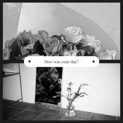 Black Minimal Flowers Greeting Social Media Post