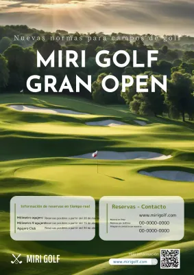 Folleto sencillo de inauguración de un campo de golf en verde