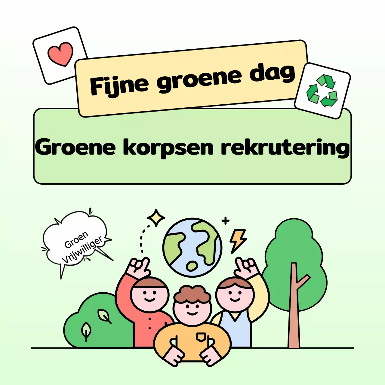 De groene en chartreuse kleuren van het milieukorps in de publieke sector promoten