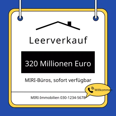 Eine einfache Anzeige für eine zu verkaufende Immobilie in Gelb und Blau