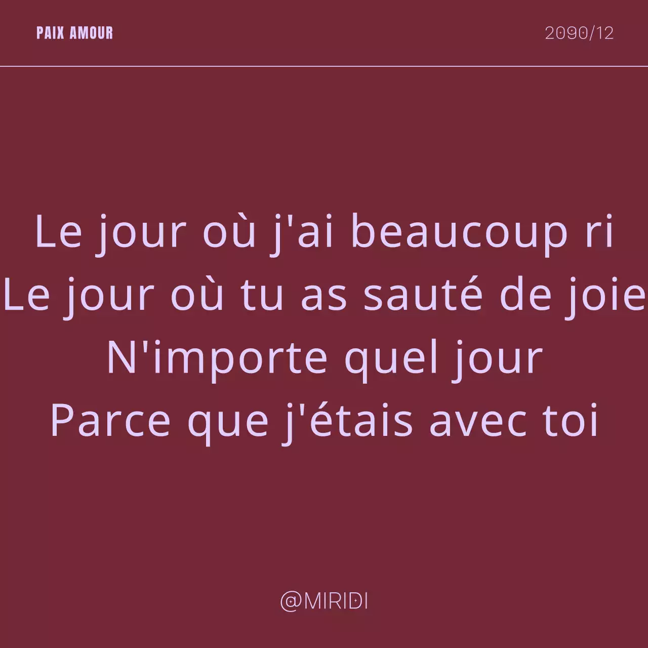 Une touche de rouge et de mauve dans une phrase sentimentale