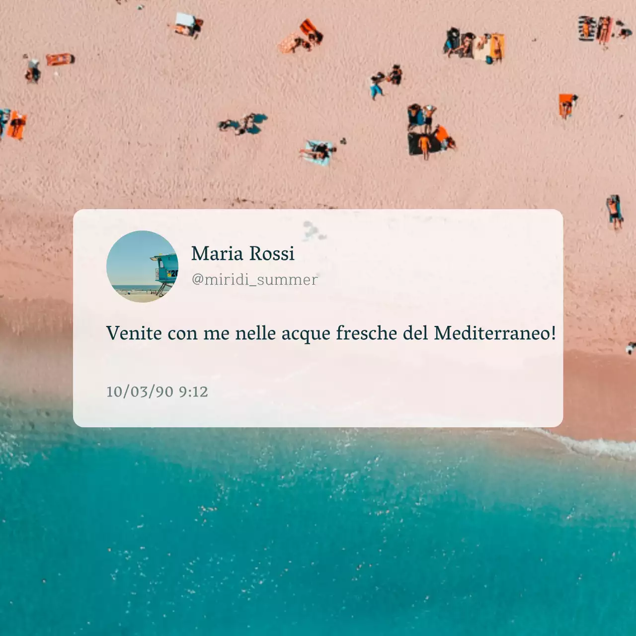 Un semplice post di promemoria blu e nero per i viaggi sull'oceano e la spiaggia
