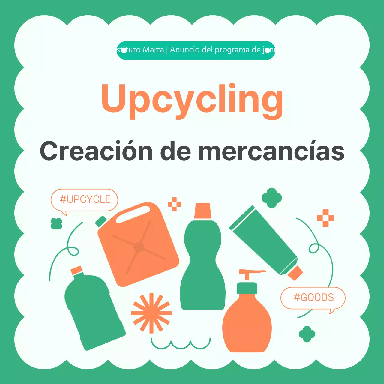 Crear artículos modernos reciclados en naranja y verde post
