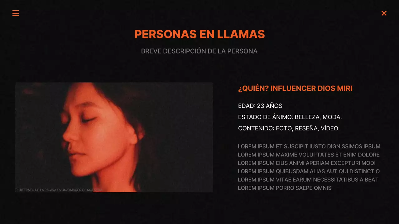 Informes de marketing de moda en negro y naranja