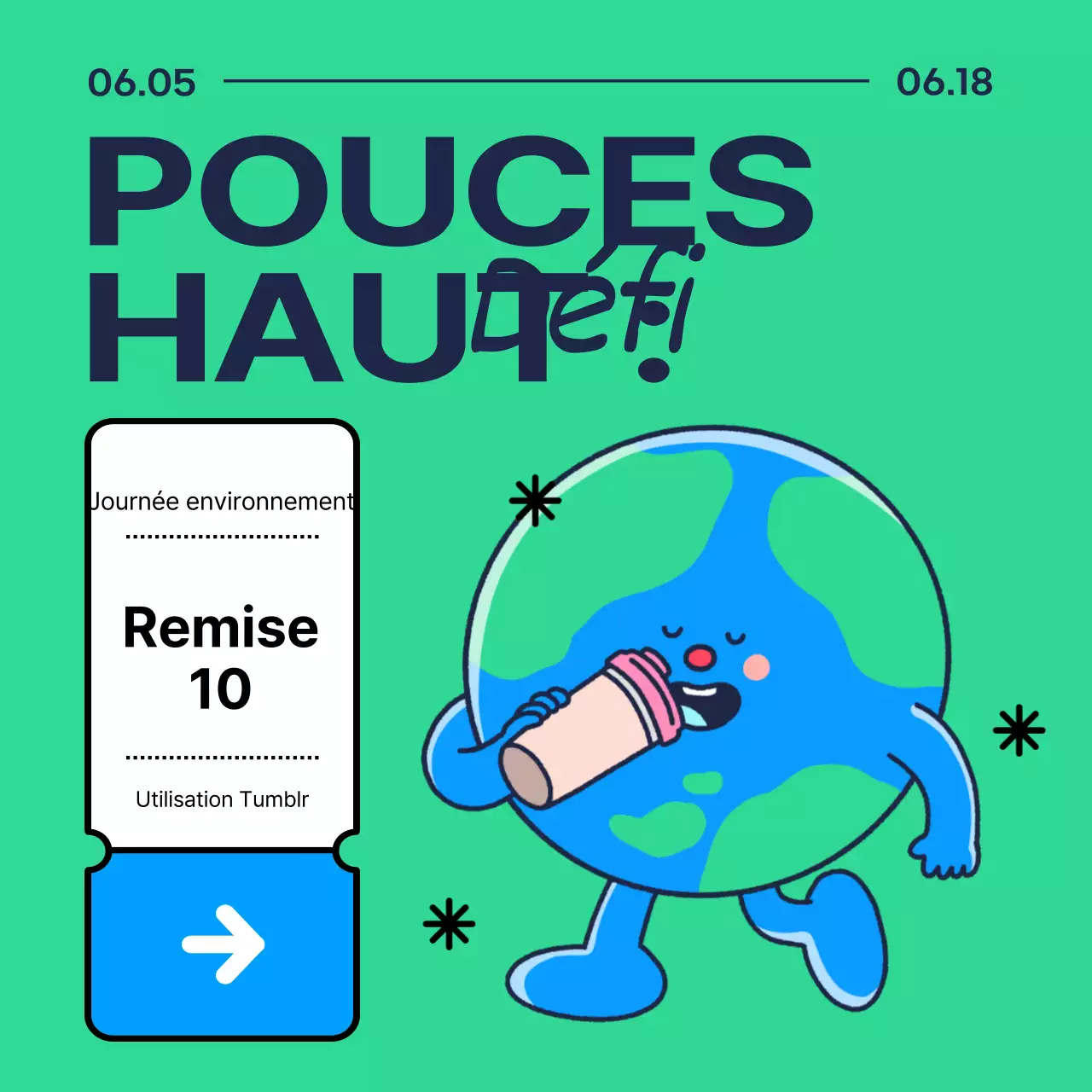 Promouvoir les événements verts et bleu marine naturels de la Journée de la Terre