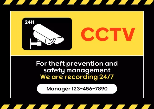Yellow Minimal Cctv Notice Poster