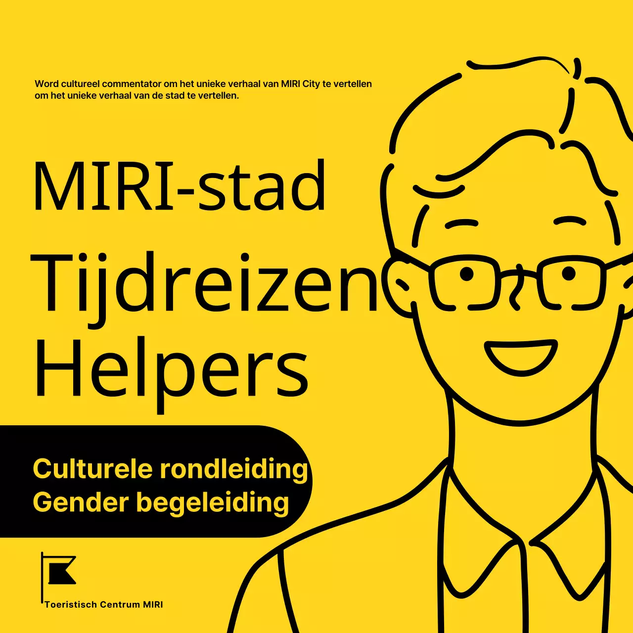 Geel en zwart minimalistisch wervingsveld voor cultureel commentator