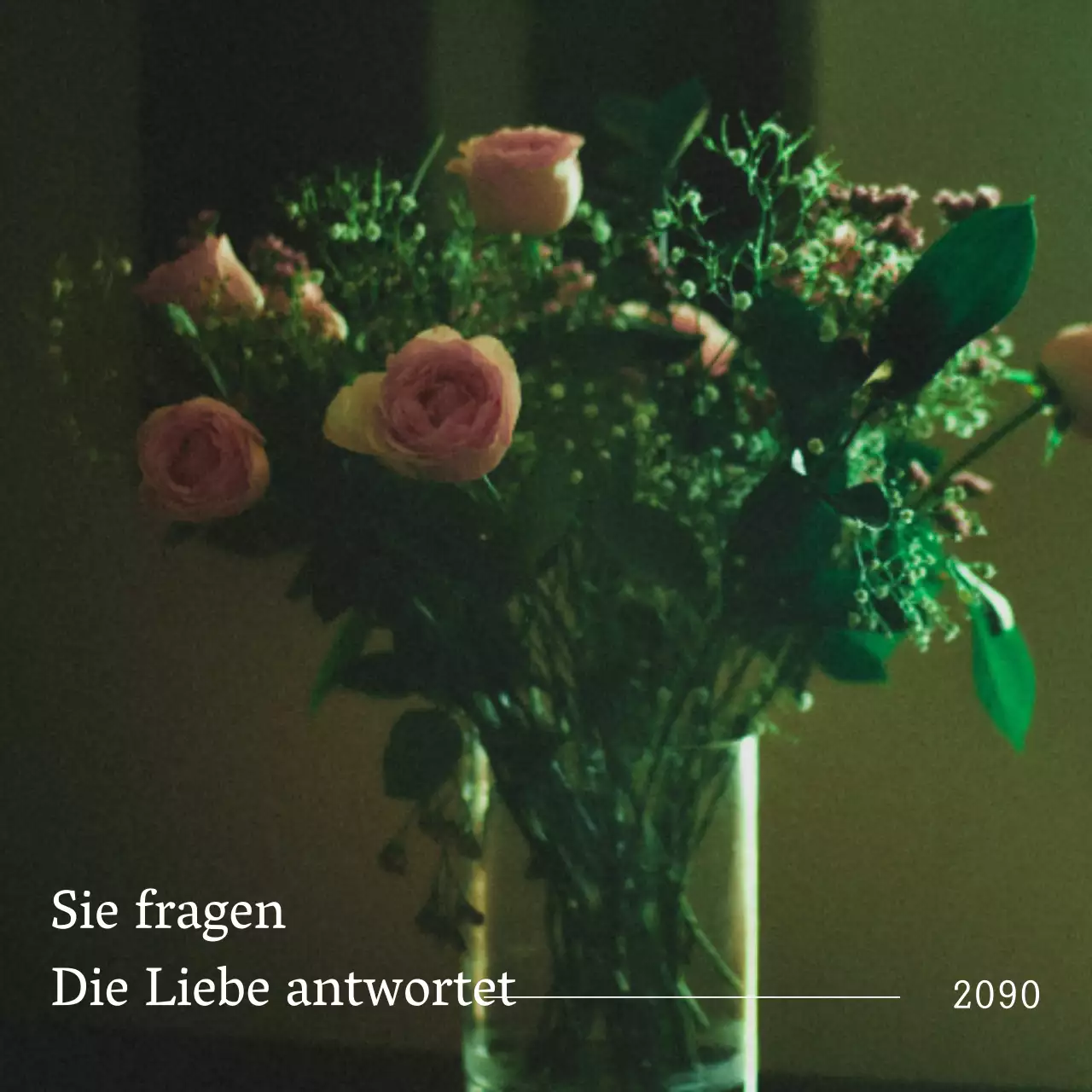 Eine moderne Liebesbotschaft in Chartreuse und Weiß