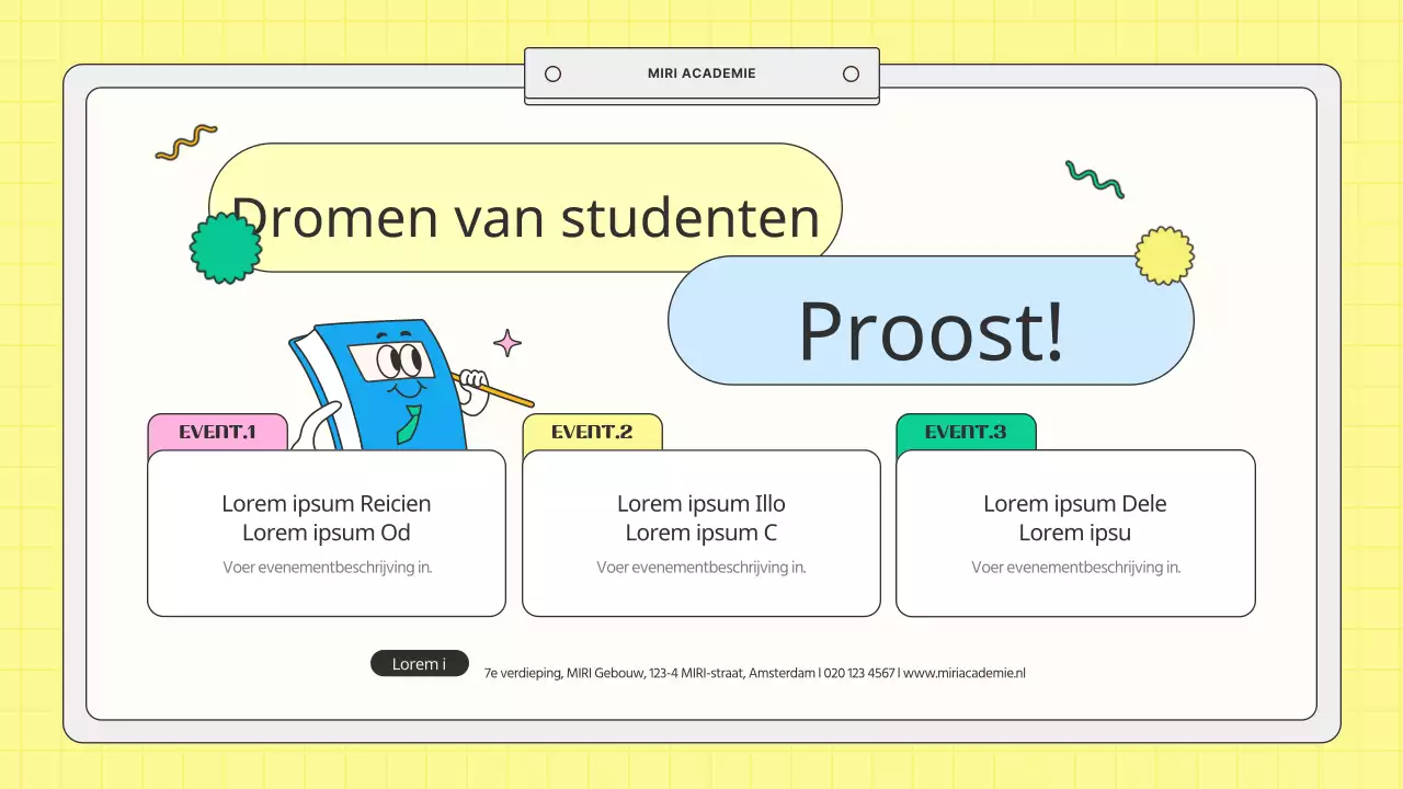 Kitscherig mint en geel schoolprospectus