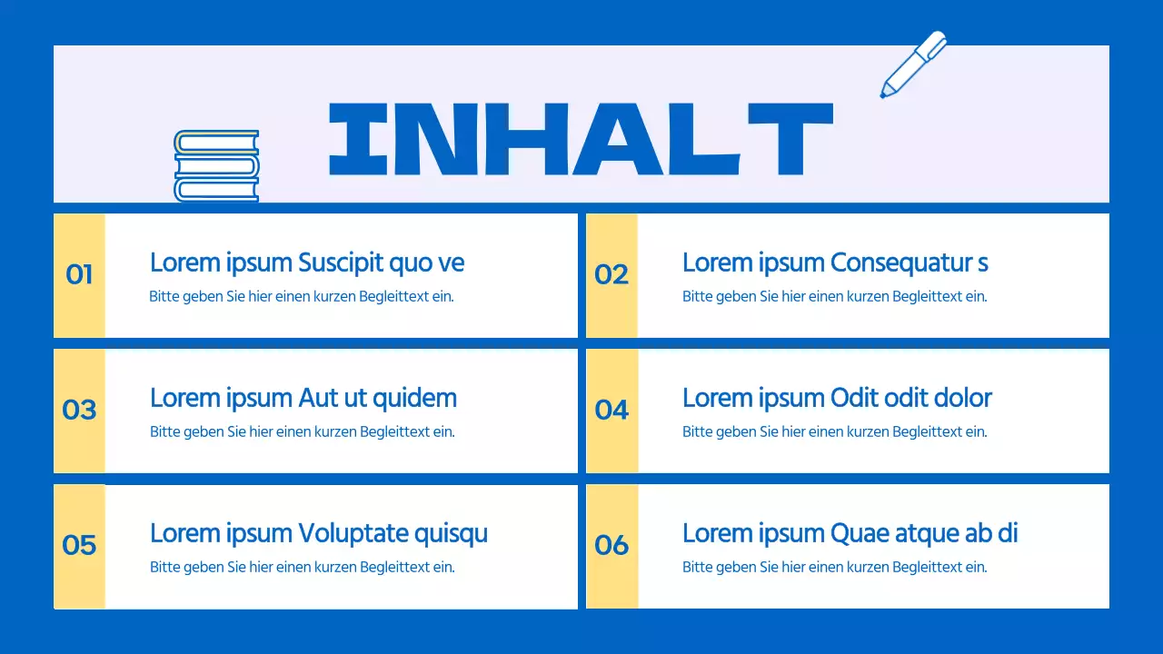 Ein kitschiger gelb-blauer Schulprospekt