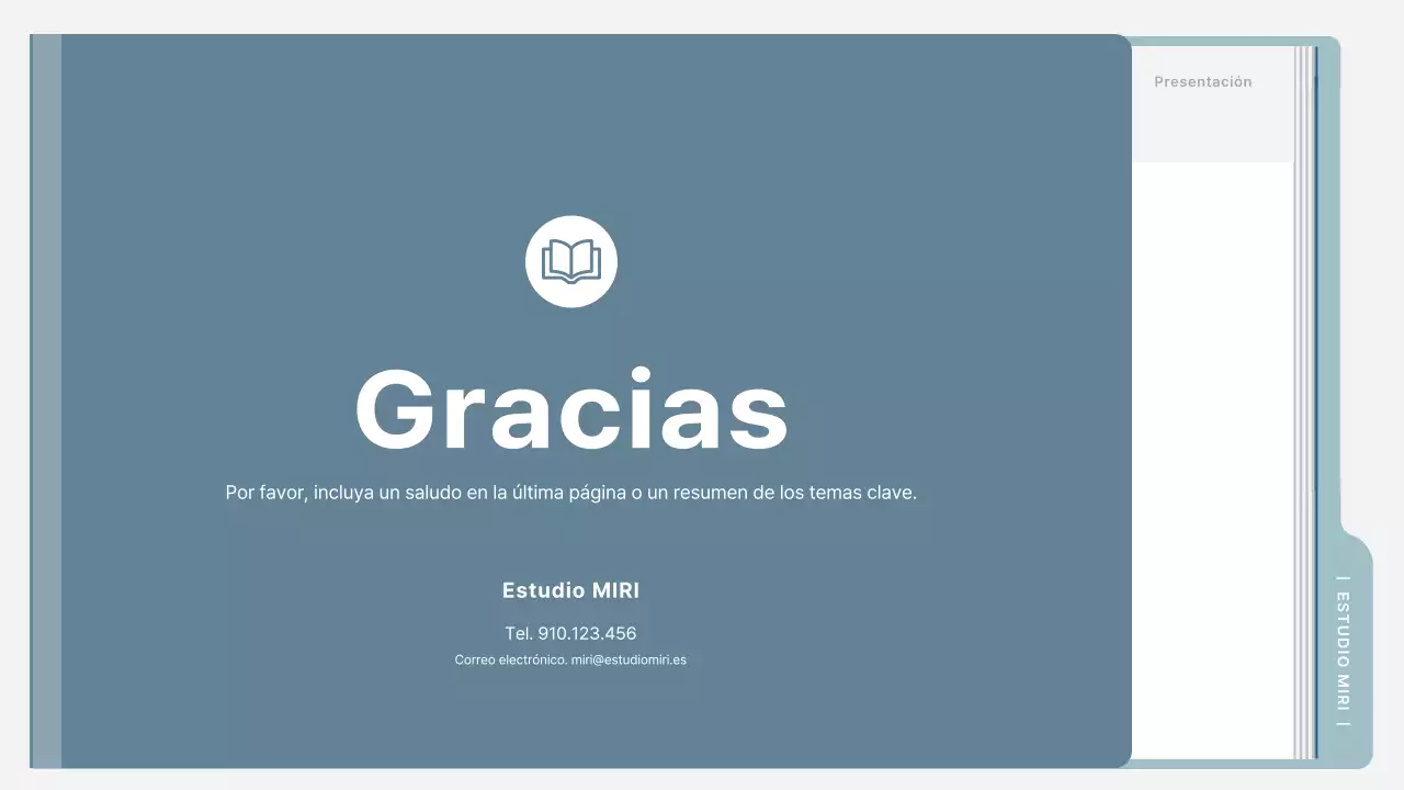 Un sencillo folleto de formación en azul claro y gris