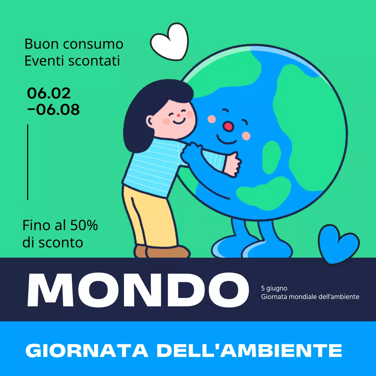 Promuovete gli eventi della Giornata della Terra in verde e blu navy.