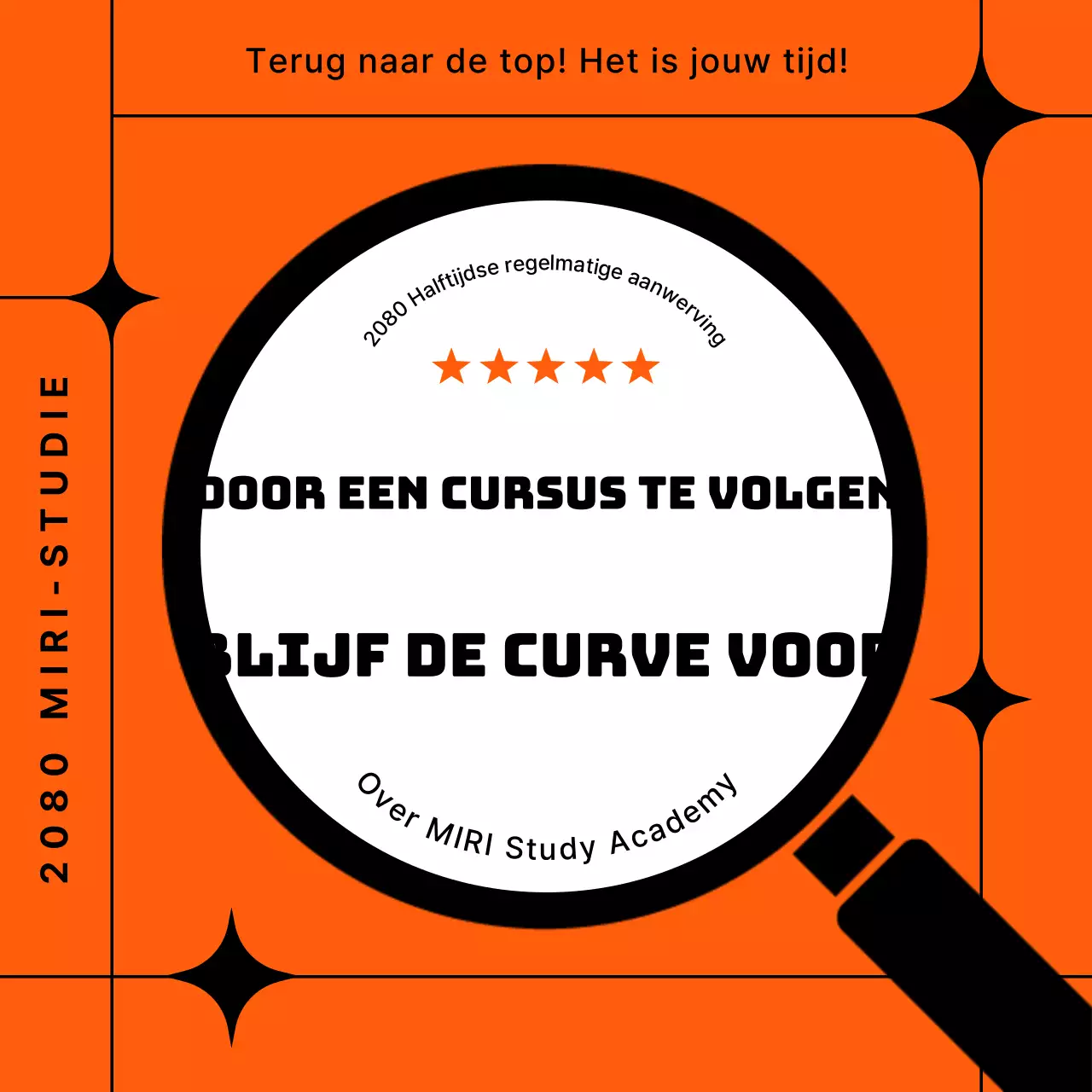 Eenvoudig oranje en zwart schoolprospectus voor halve dagen