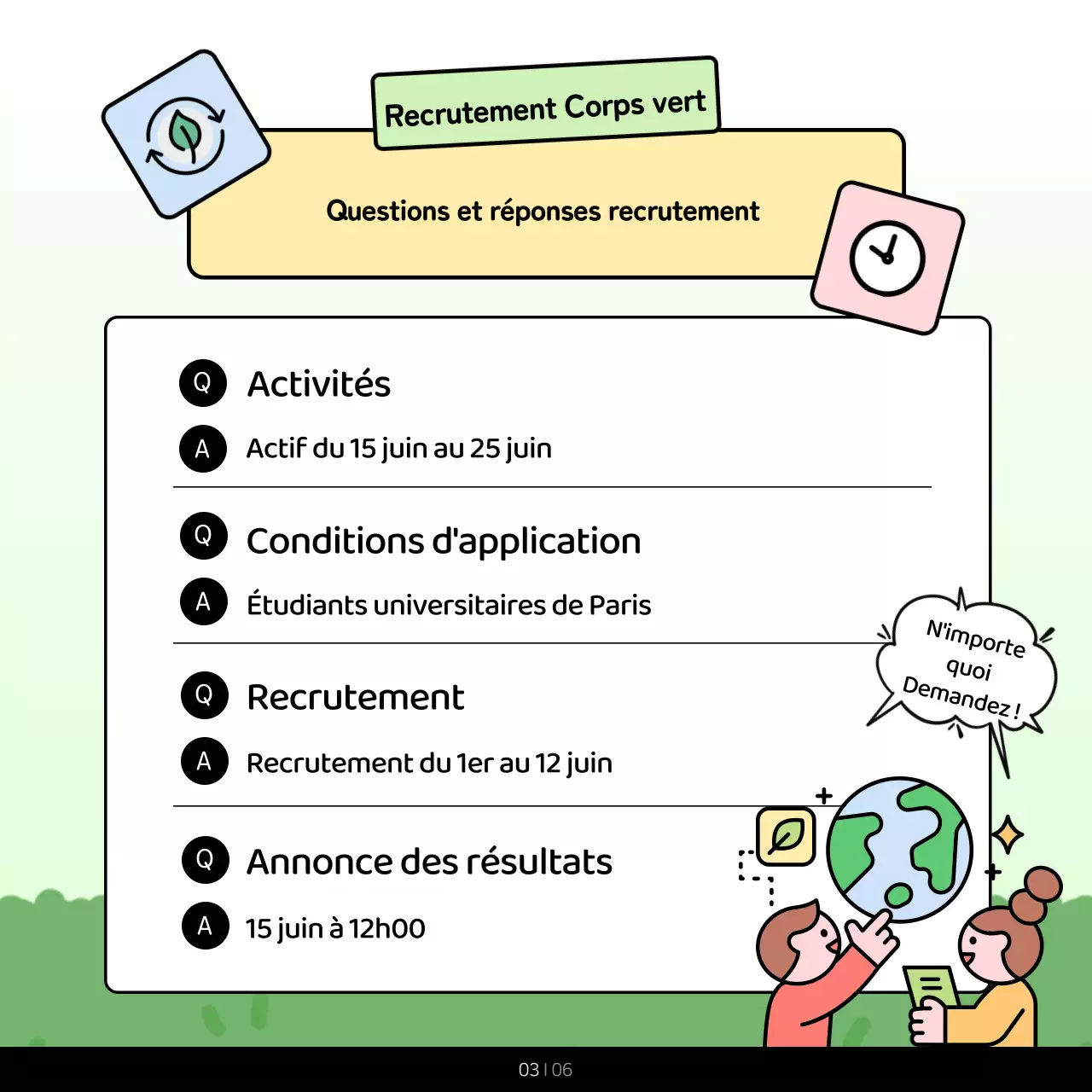 Promouvoir les couleurs verte et chartreuse du corps environnemental du secteur public