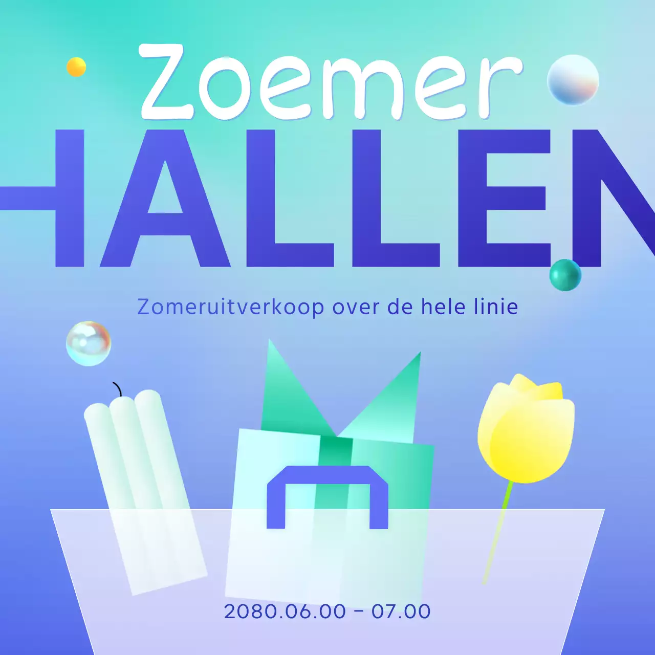 Promoot zomerevenementen met paarse en blauwe accenten