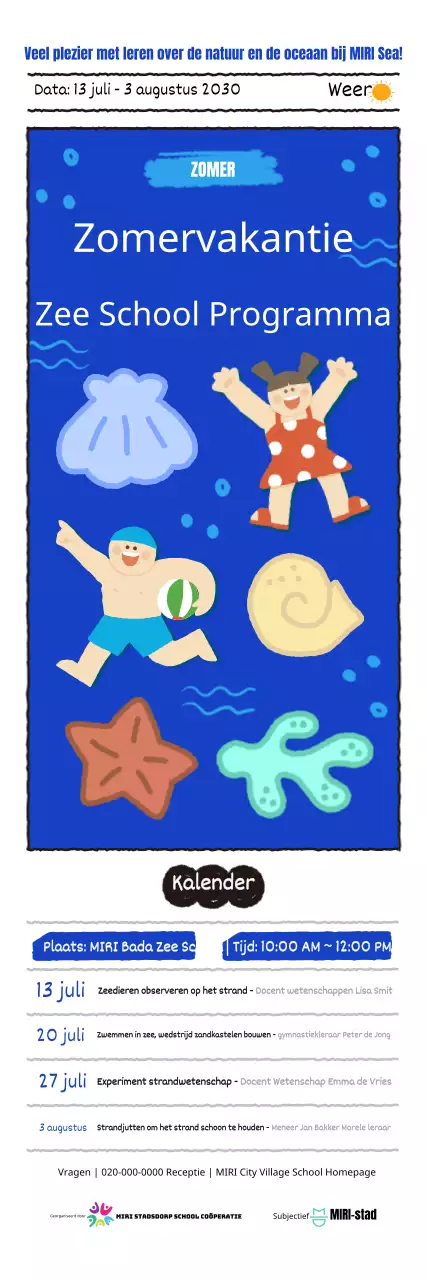 Zomerkamp zee school banner