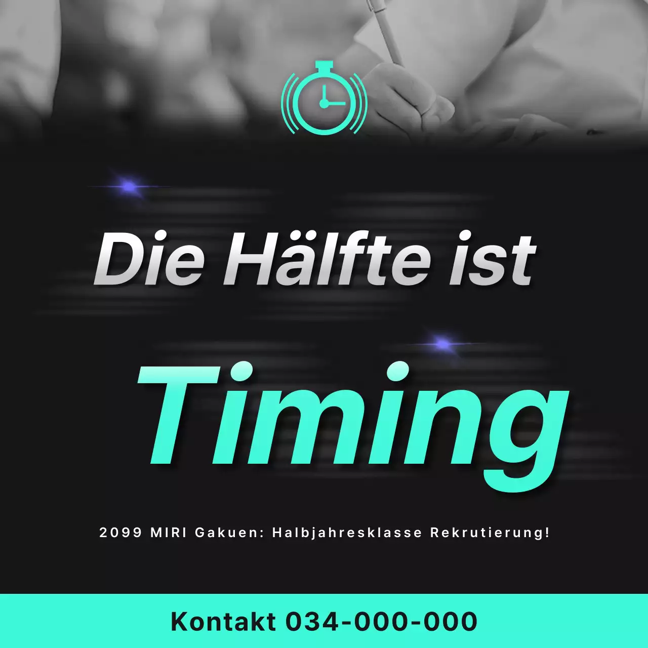 Förderung von Halbtagsschulen mit mintfarbenen und schwarzen Akzenten